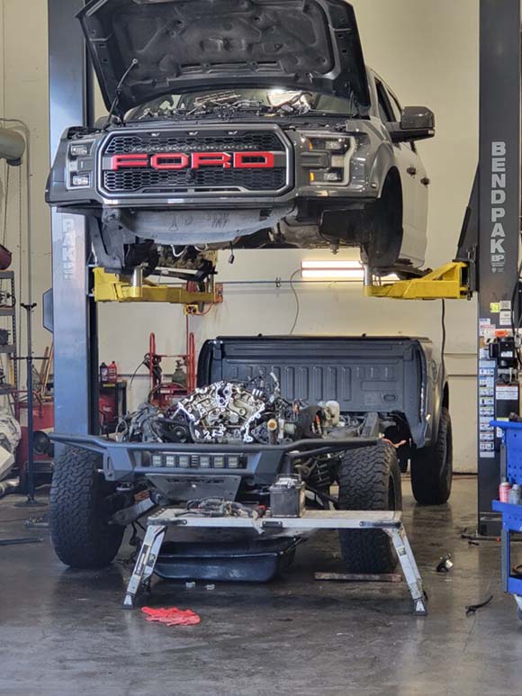 Body off for diesel engine repair at Elite automotive in Las Vegas